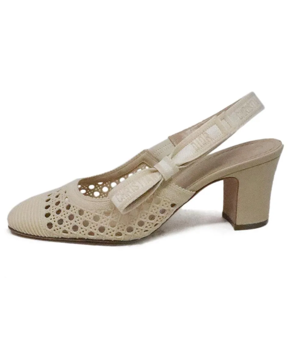 Christian Dior Cream Canvas Heels sz 9