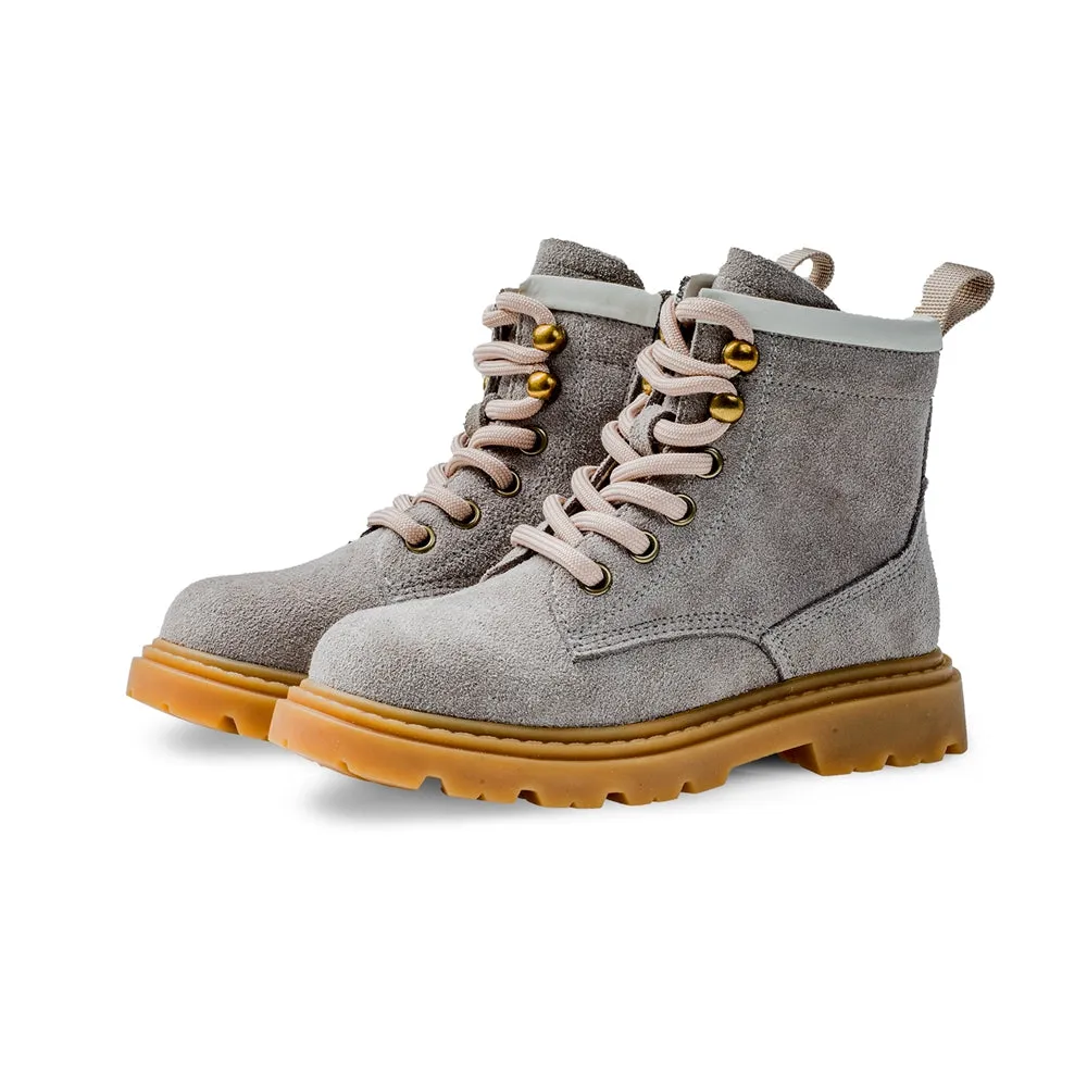 Side Zip Kids Suede Trucker Boots