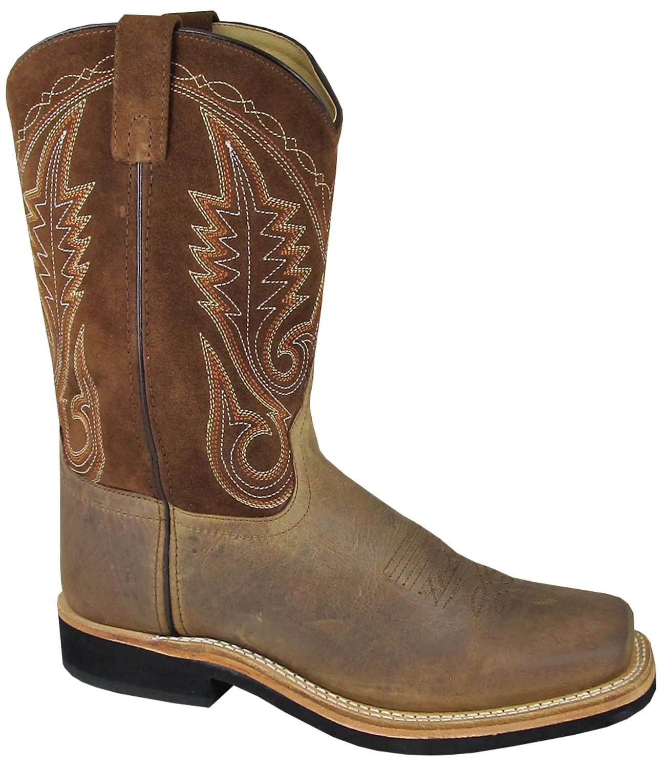 Smoky Mountain Boots Mens Boonville Brown Distress Leather Square Toe 10 D
